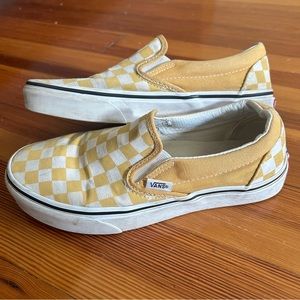 Vans yellow/white checker sneakers